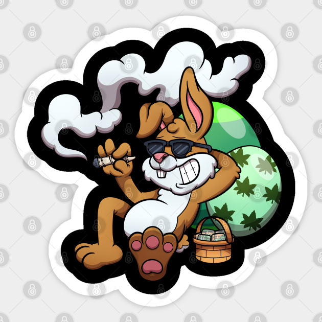 Easter Bunny Smoking A Joint Easter Bunny Smoking Weed Sticker